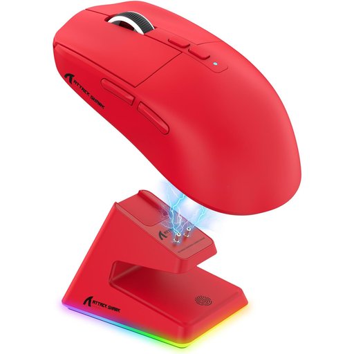 ماوس ألعاب أتاك شارك X6 فائق الخفة مع قاعدة شحن مغناطيسية وإضاءة RGB ATTACK SHARK X6 Tri-Mode Wireless Gaming Mouse with Magnetic Charging Dock