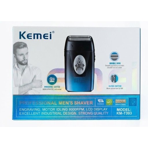 ماكينة تنعيم وتنعيم الذقن الاحترافية كيمي Kemei KM-T393 بشاشة LCD ومحرك 8000RPM (أسود) الاسم بالإنجليزي: Kemei KM-T393 Professional Men's Shaver with LCD Display (8000 RPM)