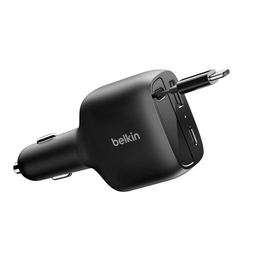 بوست جارج شاحن سيارة بقدرة ٧٥ واط مع كابل يو إس بي-سي قابل للسحب BoostCharge Retractable Car Charger 75W