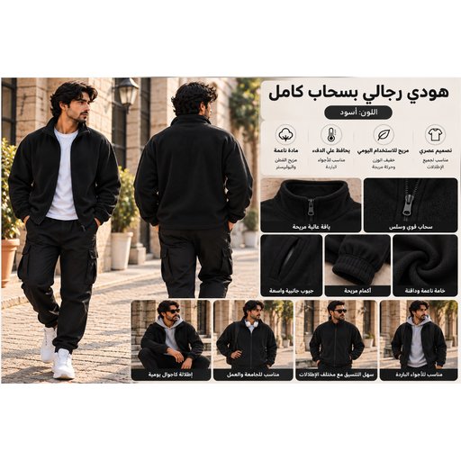 جاكيت رجالي مبطن بسحاب Men's Padded Zip-Up Jacket 91263