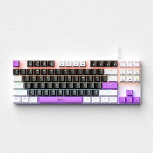 كيبورد iMice GK-300  باللون الابيض والاسود والبنفسجي iMice GK-300 Wired Mechanical Keyboard (Black White Purple)