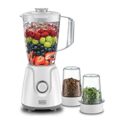 خلاط كهربائي من بلاك+ديكر BX4000-B5 مع مطحنة ومفرمة 400واط باللون الابيض Black&Decker BX4000-B5 Blender With Grinder &Chopper 400W white