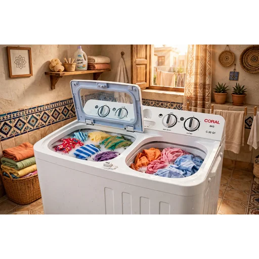 غسالة كورال 29 كيلو حوضين Coral 29kg Twin Tub Washing Machine