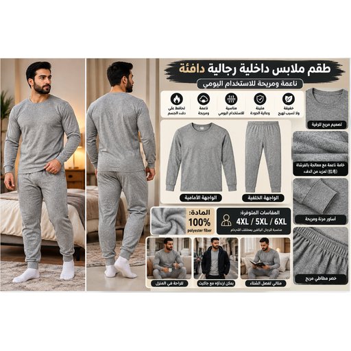 ملابس داخلية حرارية رجالية من الصوف الناعم 915217 915217 Men's Fleece Thermal Underwear Set