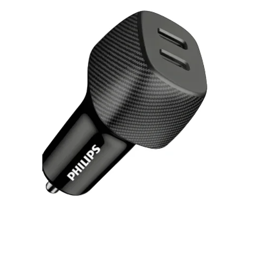 شاحن سيارة فيليبس سريع بقوة 60 واط بمنفذين تايب سي Philips 60W Dual USB-C Car Charger