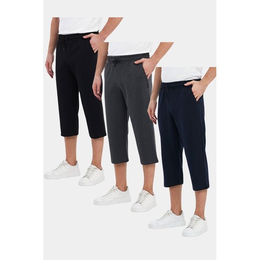 شورت برمودا رجالي طويل  3 قطع  ، خصر مطاطي قابل للتعديل Men's 3-Pack Bermuda Shorts, Knee-Length, Adjustable Elastic Waist