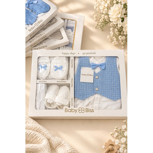 طقم ملابس ومستلزمات هدايا رسمية للمواليد الجدد Baby Biss & LUSSO Luxury Newborn Gift Set