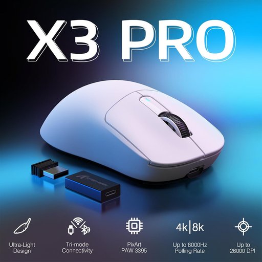 ماوس ألعاب أتاك شارك G3 PRO لاسلكي ثلاثي الاتصال مع قاعدة شحن مغناطيسية RGB ATTACK SHARK G3 PRO Tri-Mode Wireless Gaming Mouse with RGB Magnetic Charging Dock