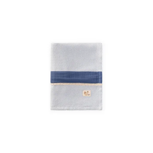 بطانية أطفال Hasır بتصميم منسوج وشرائط، 85x100 سم، أزرق نيلي Hasır Woven Design Striped Baby Blanket 85x100 cm, Blue Indigo