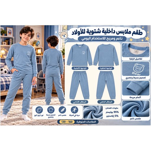 طقم ملابس داخلية حرارية شتوية للأطفال 3291-1 Kids' Winter Thermal Underwear Set 3291-1
