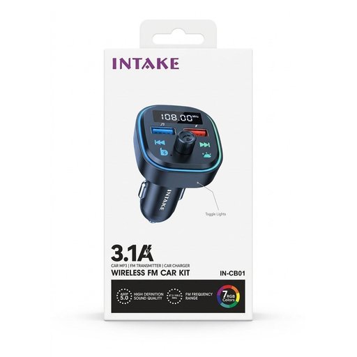 جهاز إرسال FM للسيارة وشاحن USB من إنتيك INTAKE IN-CB01 INTAKE IN-CB01 Wireless FM Transmitter, Car MP3 Player & USB Car Charger 3.1A