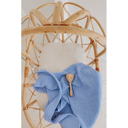 بطانية موسلين سادة 90x100 سم - أزرق فاتح Plain Muslin Blanket 90x100 cm - Light Blue