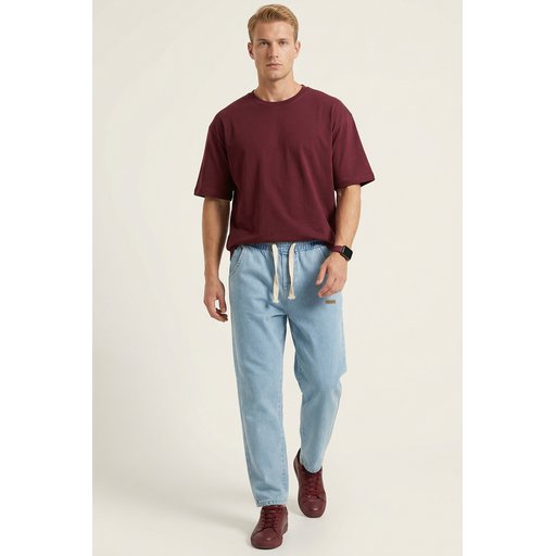 بنطلون جينز رجالي بقصة مريحة واسعة 30073 - أزرق Men's Relaxed Fit Baggy Jean Pants 30073 - Blue