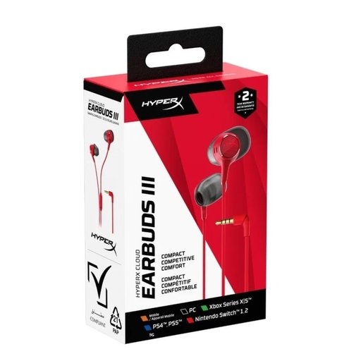 سماعة أذن قيمنق سلكية هايبر إكس كلاود إيربودز 3 لون أحمر HyperX Cloud Earbuds III Wired Gaming Earbuds Red