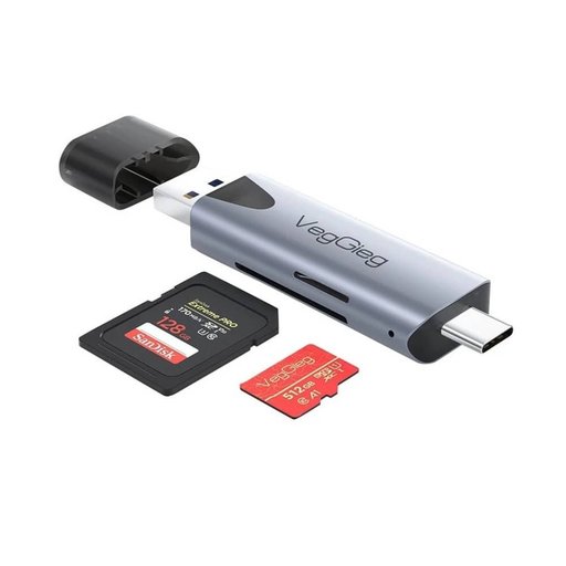 قارئ بطاقات فيجيج VegGieg C307 SD و MicroSD – USB-C و USB-A VegGieg C307 SD & MicroSD Card Reader - USB-C & USB-A