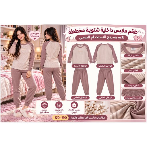 طقم ملابس داخلية حرارية شتوية نسائي 3319-6 Women's Winter Thermal Underwear Set 3319-6