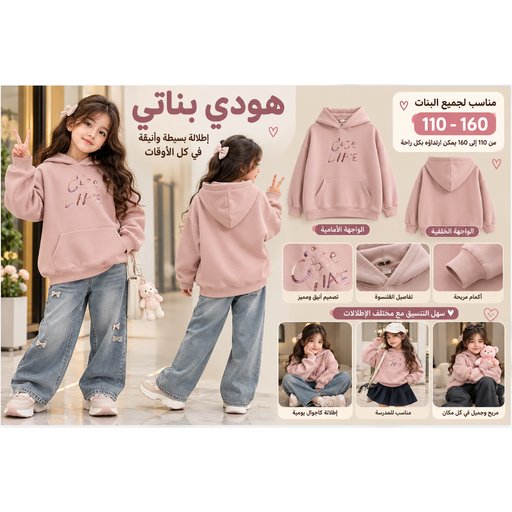 هودي بناتي للأطفال Kids' Girls' Hoodie