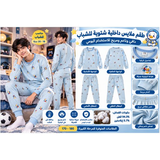 طقم ملابس داخلية حرارية شتوية رجالي 3241-3 Men's Winter Thermal Underwear Set 3241-3