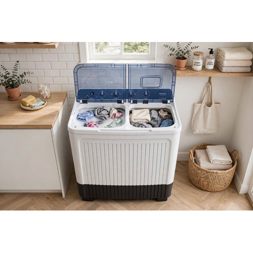 غسالة هيتاشي حوضين 15 كيلو الاصلي HITACHI 15KG Twin Tub Washing Machine – Original