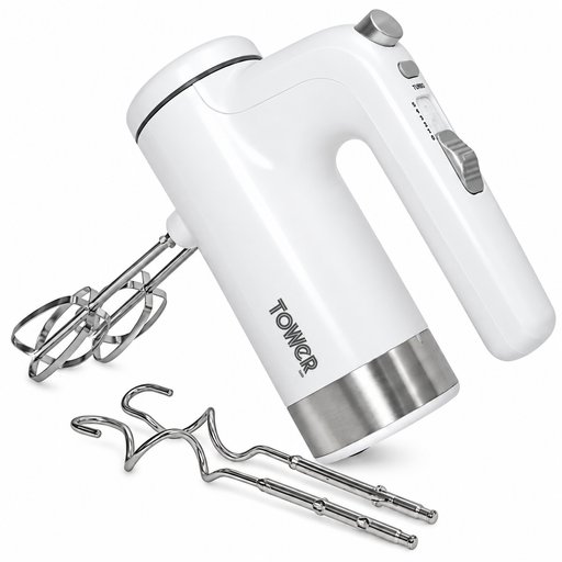 خلاط كهربائي يدوي تاور 250 واط مع ملحقات العجن والخفق Tower Electric Hand Mixer 250W with Beaters and Dough Hooks