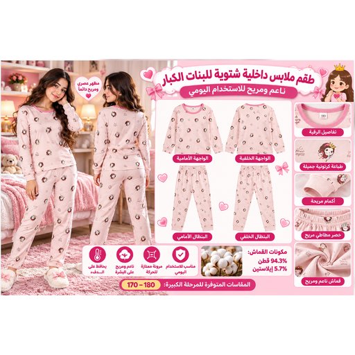 طقم ملابس داخلية حرارية شتوية نسائي 3241-6 Women's Winter Thermal Underwear Set 3241-6