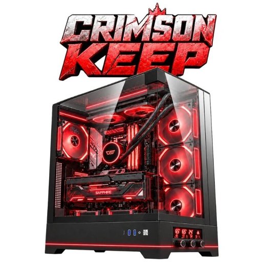 تجميعة ألعاب كرمسون كيب | معالج رايزن 7 9850X3D، كارت شاشة RX 9070 XT 16GB، رام 32GB DDR5، تخزين 1TB، مزود طاقة 1000W Crimson Keep Gaming PC | AMD Ryzen 7 9850X3D, Sapphire Pulse RX 9070 XT 16GB, 32GB DDR5, X870 WiFi7, 1000W Platinum