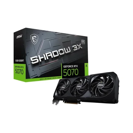 بطاقة شاشة إم إس إي جيفورس RTX 5070 شادو بسعة 12 جيجابايت GDDR7 MSI GeForce RTX 5070 12G SHADOW 2X OC GDDR7 Graphics Card