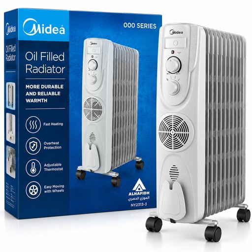مدفأة زيتية كهربائية من شركه ميديا Oil Filled Radiator Heater Midea