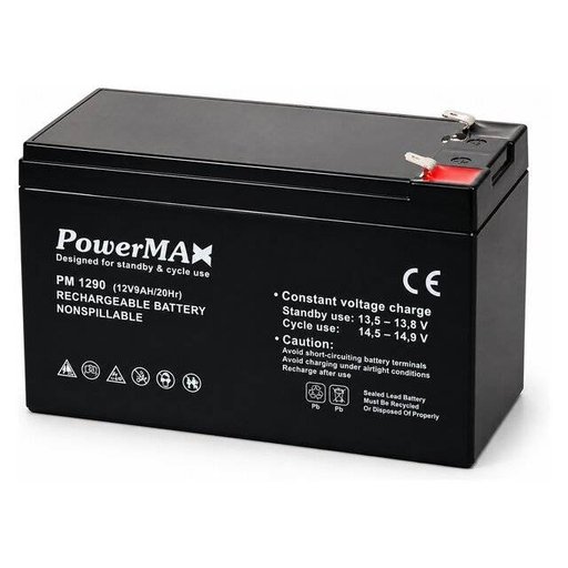 بطارية باور ماكس 12 فولت 9 أمبير ساعة رصاصية محكمة الإغلاق Power Max 12V 9Ah SLA Battery