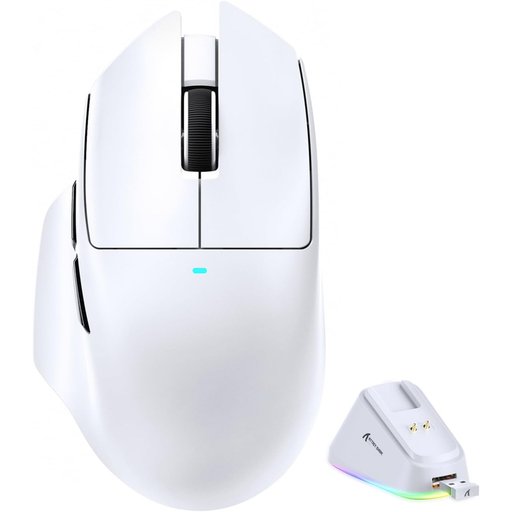 ماوس ألعاب أتاك شارك V6 فائق الخفة، ثلاثي الاتصال مع قاعدة شحن مغناطيسية RGB ATTACK SHARK V6 Ultra-Light Tri-Mode Gaming Mouse with RGB Magnetic Charging Dock