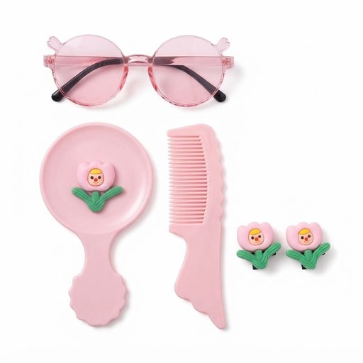 طقم توليب وردي للعناية وإكسسوارات البنات Pink Tulip Care and Accessories Set for Girls