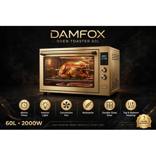 فرن كهربائي دامفوكس 60 لتر DAMFOX 60L Electric Oven Toaster