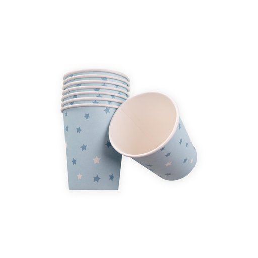 أكواب ورقية 8 قطع - نجوم زرقاء 8-Pack Blue Star Paper Cups