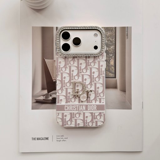 كفر ديور مع إطار كريستال Luxury Dior Crystal Frame iPhone Case