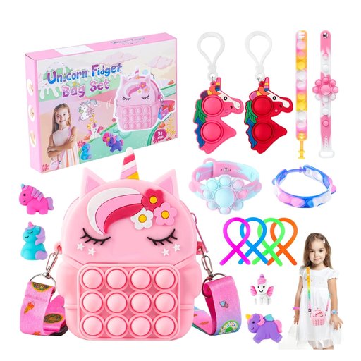 مجموعة يونيكورن الحسية للبنات ألعاب تململ ملونة Unicorn Sensory Set for Girls – Colorful Fidget Toys