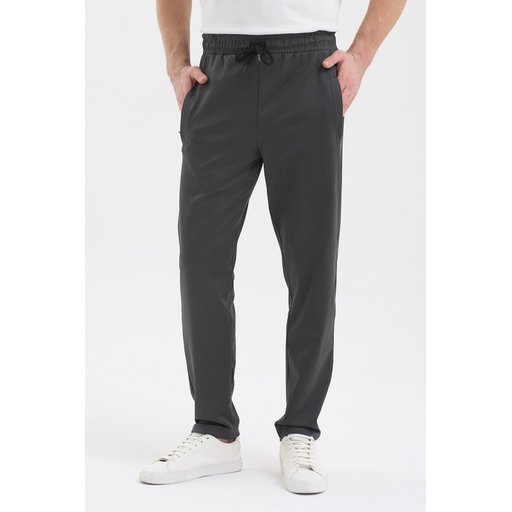 بنطال رياضي رجالي جوغر أنثراسيت بجيوب بسحاب وخصر مطاطي وقصة مستقيمة Men's Anthracite Jogger Sweatpants with Zipper Pockets, Elastic Waist, and Straight Leg
