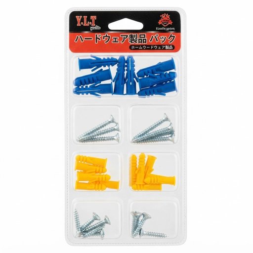 طقم Jiajiale YLT-7880 فيش تثبيت ومسامير معدنية Jiajiale YLT-7880 Mounting Plugs and Metal Screws Set
