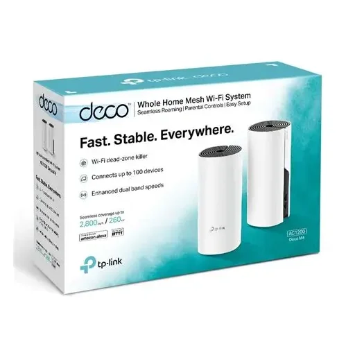 نظام TP-Link Deco M4 AC1200 لشبكة Wi-Fi Mesh المنزلية بالكامل – قطعتان TP-Link Deco M4 AC1200 Whole Home Mesh Wi-Fi System – 2-Pack