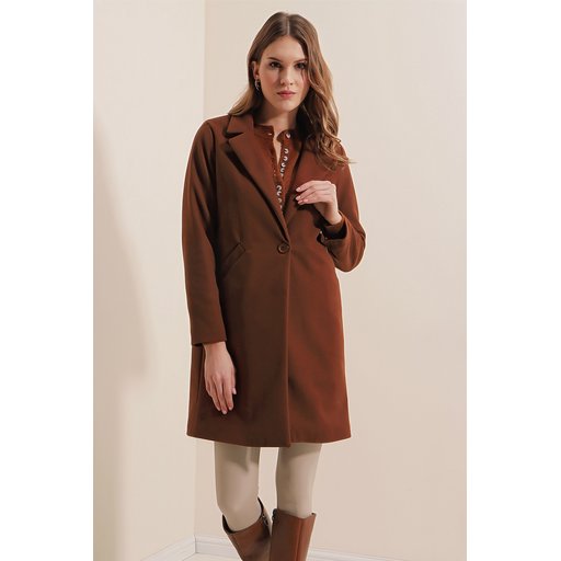معطف 9085 Kaşe Kaban - بني داكن 9085 Kaşe Kaban Coat - Dark Brown