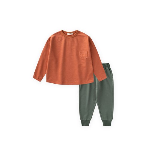 طقم سويتشيرت للأطفال 2-7 سنوات - برتقالي Kids' Sweatshirt Set 2-7 Years - Orange