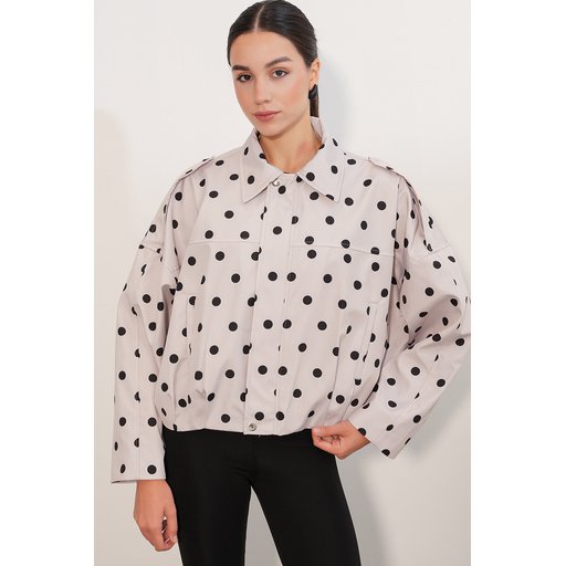 جاكيت نسائي A.Ekru Oversize من الشمواه - 1055 Women's A.Ekru Oversize Suede Jacket 1055