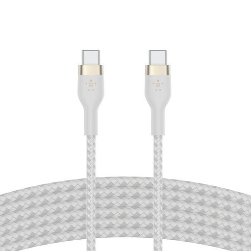 كيبل بوست جارج فليكس من يو إس بي‑سي إلى يو إس بي‑سي بطول ٣ متر باللون الأبيض BoostCharge Flex USB‑C to USB‑C Cable 60W (3m, White)