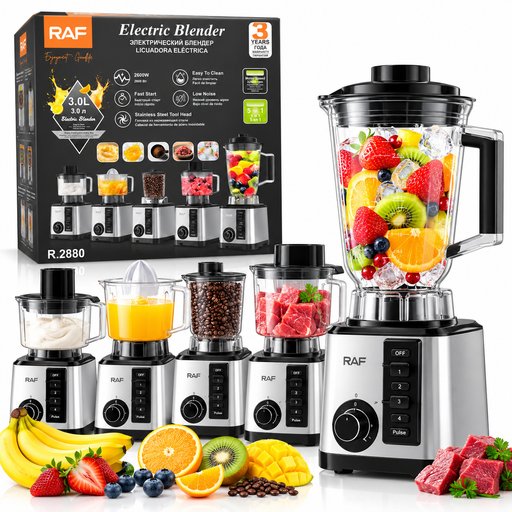 خلاط كهربائي راف 5 في 1 سعة 3 لتر بقوة 2600 واط – R.2880 RAF 5-in-1 Electric Blender 3L 2600W – R.2880