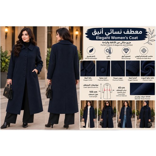 معطف نسائي طويل B07 B07 Women's Long Coat
