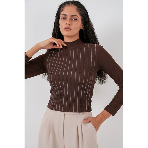 بودي نسائي 922 مزين بالأحجار - بني 922 Embellished Bodysuit - Brown