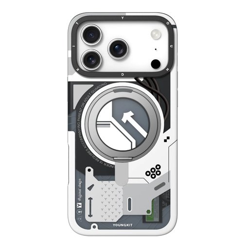 كفر آيفون 18 برو ماكس من يونغ كِت بتصميم سايبربانك مع ماك سيف وحامل دوّار iPhone 18 Pro Max YOUNGKIT Cyberpunk MagSafe 360° Rotating Kickstand Case