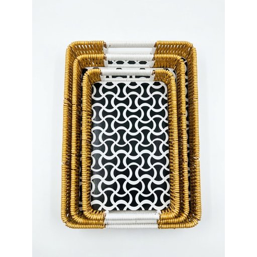 قم صواني خوص للتقديم Wicker Serving Trays Set