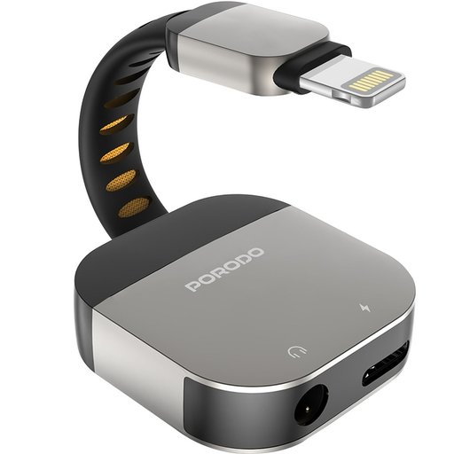 محول لايتنينج إلى منفذ AUX 3.5 مم مع منفذ شحن سريع PD 2 في 1 للأيفون من برودو 2-in-1 Lightning to 3.5mm AUX Adapter with PD Charging