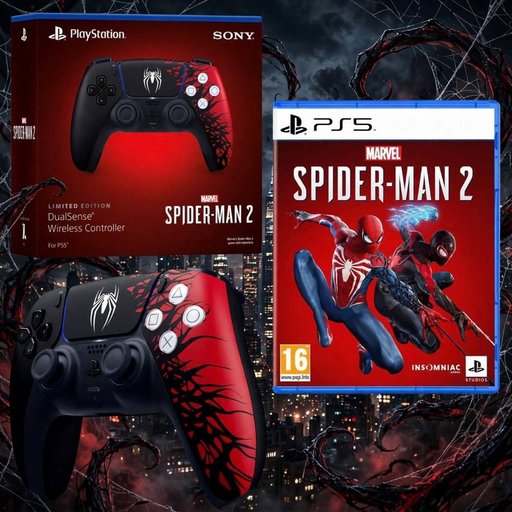باندل يدة تحكم بلايستيشن 5 دوال سينس إصدار مارفل سبايدرمان 2 المحدود مع لعبة Marvel's Spider-Man 2 PlayStation 5 DualSense Wireless Controller Marvel's Spider-Man 2 Limited Edition & Marvel's Spider-Man 2 Game Bundle