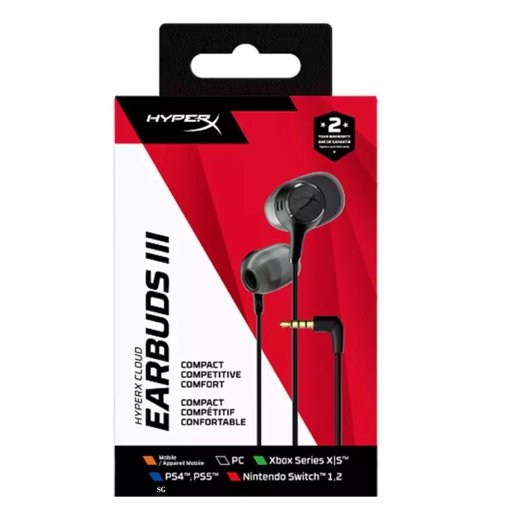 سماعة أذن قيمنق سلكية هايبر إكس كلاود إيربودز 3 لون أسود HyperX Cloud Earbuds III Wired Gaming Earbuds Black